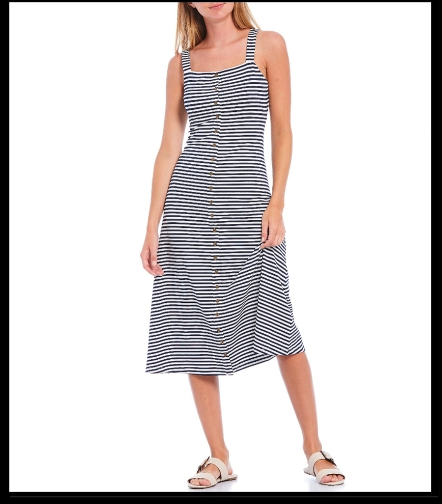 Cremieux Susan Knit  Navy Striped Dress Small